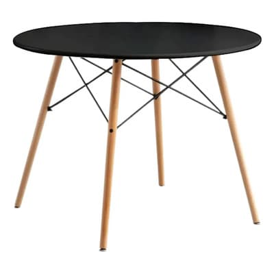 Mesa Tipo Eames Redonda De 80 Cm Estructura Metálica Reforzada Tipo Cruz Color Negro Con Patas De Madera Color Marrón - $999.00 en Mercado Libre | PrecioMX