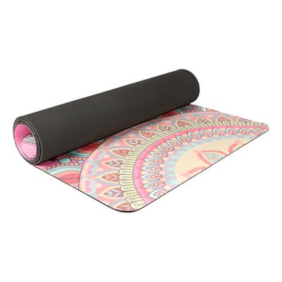 Tapete Yoga Mat Estampado Suede Antideslizante Calidad Pro Color Rosa