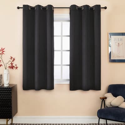 NANWEI Cortinas Blackout para sala recamara 220X160cm Coronas diseño moderno Ventanas Decorativas Aislamiento térmico y Reducción de ruido Tela impermeable 2 Paneles Negro