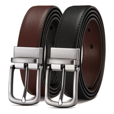 Cinturón Reversible Hombre Cinto Cuero Doble Vista Ajustable