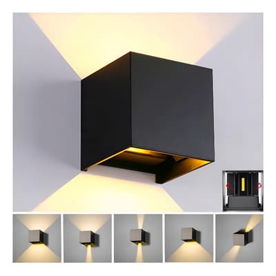 Gosun® Lámpara De Pared Led 12w Impermeable Foco Flotante Estructura Negro - Blanco Cálido