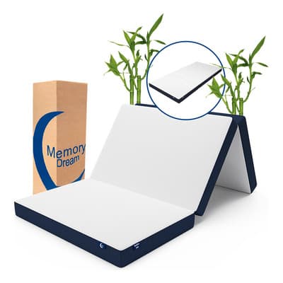 Colchón Memory Dream Plegable De Espuma Tela de Bamboo | 120cm x 190cm x 9cm Matrimonial Para Dos Personas Ideal Para Invitados Yoga Camping Visitas Alivia Puntos De Presión