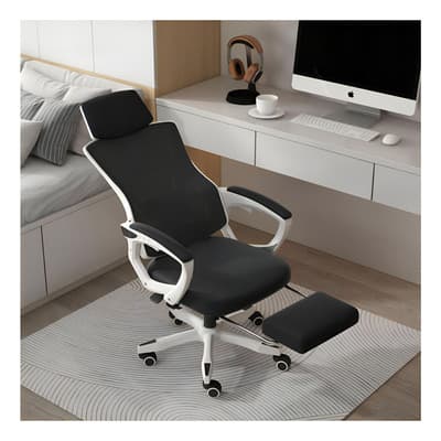 Silla Gamer Oficina Ergonómica Reclinable Reposapiés Girar Color Negro Con Blanco Malla - $1,989.00 en Mercado Libre | PrecioMX