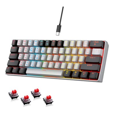Teclado Mecanico 60 Porciento Con Cable Extraíble, Teclado Mecanico Español Con Red Switch, Teclado Gamer Anti Ghosting, Teclado Ergonomico Retroiluminado Rgb Para Computadora