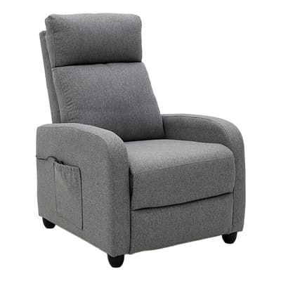 Sillon Sala Cine Tv Moderno Reclinable Push Back Con Masaje Color Gris Tela