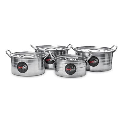 Juego Ollas 8 Piezas Acero Inoxidable Hot Spot Z309 24 26 28 30cm Color Gris
