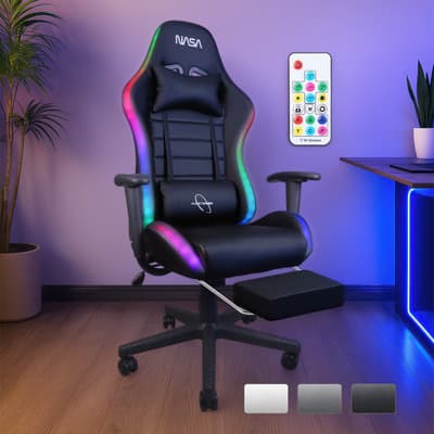 Silla De Escritorio Nasa Pro Gamer Ergonómica Con Luces Led Color Negro Material del tapizado Cuero sintético Galaxia