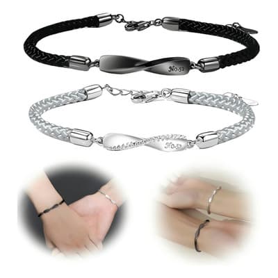 Velstron 2 Pulseras Para Pareja Con Bucle De Möbius, Ajustables Para Mujer Y Hombre, Joyería De Amor Y Conexión, Regalo Ideal Para San Valentín, Novios, Esposos O Amantes 20 Cm 20 Cm - $55.00 en Mercado Libre | PrecioMX