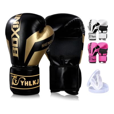 Guantes De Box Respirable Velcro Negro, Blanco, Rosa 8-14oz