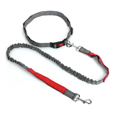 Correa Perro Manos Libres Ejercicio Correr Cintura Elastica Gris/rojo