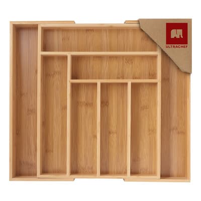 Organizador de Cubiertos Expandible con 8 Compartimentos Ultrachef Bambú