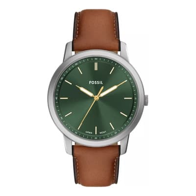 Reloj Para Hombre De Cuero Marrón Tres Manecillas Fossil Plateado Verde - $1,610.10 en Mercado Libre | PrecioMX