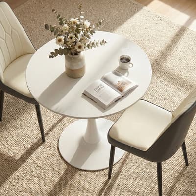 Mesa de Comedor Redonda 80 cm Color Blanco - Homemake Furniture