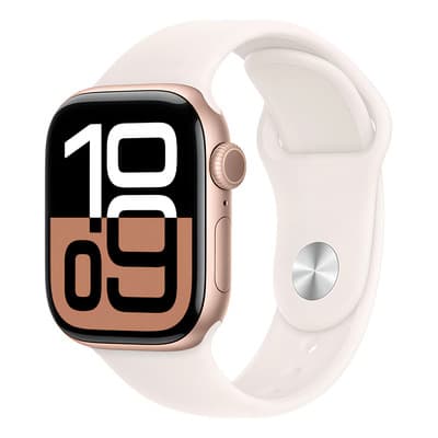 Apple Watch Series 10 GPS • Caja de aluminio color oro rosa de 42 mm • Correa deportiva rosa rubor - M/L - Excelente (Reacondicionado)