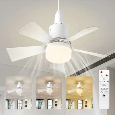 Foco Con Ventilador 40w Foco Ventilador Techo 52cm Led Con Control Remoto Negro Temporizador 3 Temperaturas De Color Brillo Ajustable E27 Lamparas Para Sala Fanlamp Blanco 52cm - $223.88 en Mercado Libre | PrecioMX