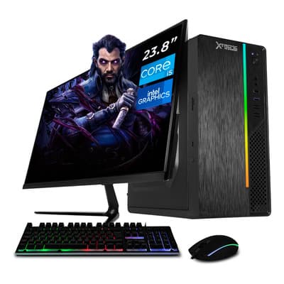 Computadora Escritorio Completa Xtreme PC Gaming Intel Core i5 16GB SSD 500GB Monitor 23.8 75Hz WIFI Black rendimiento básico para juegos casuales, trabajo y estudio