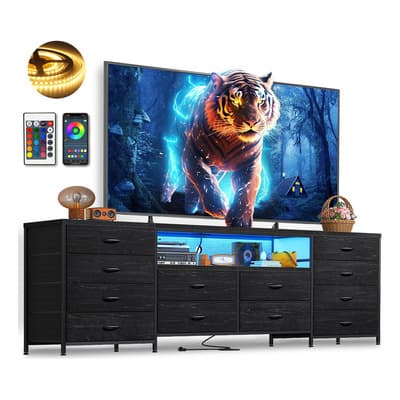 Furrific Mueble De Tv Moderno, Para Televisores 55-75 Pulgada Con 12 Cajones Y Tira Luz Rgb, Mesa Para Tv De 2 Niveles Con Estantes Abiertos,centro De Entretenimiento Para Televisión Negro - $2,046.98 en Mercado Libre | PrecioMX