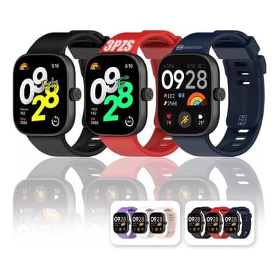 Zcgoingtech 3 Correa Silicón Para Redmi Watch 5/4 Y Xiaomi Band 9/8 Pro.negro/rojo/azul