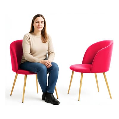 Set 2 Sillas Para Comedor Hogar Ergonómicas Terciopelo Acolchadas Color Rosa