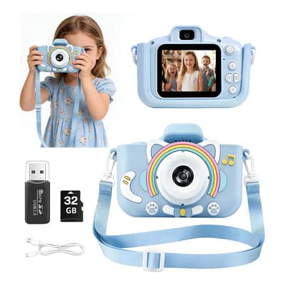 Ryvoxelr® Cámara Digital Hd Para Niños Juguete Foto Video Con 32gb Sd Color Azul Regalo Para Ninos Navidad Canaval