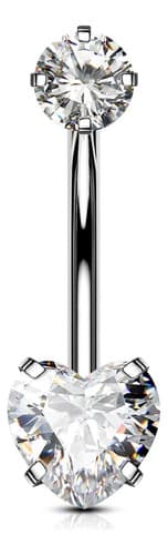 Piercing Ombligo Titanio Corazón Circonita De Rosca Interna - $155.99 en Mercado Libre | PrecioMX