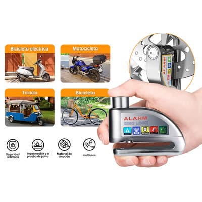 Letech ®candados Para Moto 110db Candado Disco De Alarma Impermeable Para Motocicleta Con 2 Llaves Freno Plateado Por Leyi Plata Metalica - $218.26 en Mercado Libre | PrecioMX