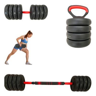 Set De Pesas 50 Kg Mancuerna Rusa Discos Y Barra Hogar Color Negro/rojo - $1,699.00 en Mercado Libre | PrecioMX