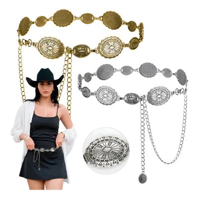 Cinturón Vaquero Mujer Metal Western Vintage Para Vestidos Cinturon dama Cintos vaqueros mujer Cinto Metal Con Cadena