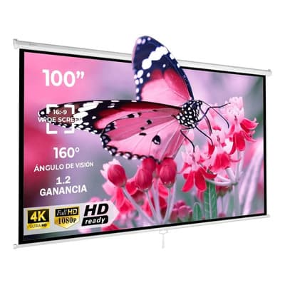 Pantalla Para Proyector 100 Pulgadas Formato 16:9 Hd Wide Screen Retráctil Manual Lona Black Out Blanca Empotrable A La Pared Ganancia 1.2 Ángulo 160° Audiotek Compatible Con Cualquier Proyector - $1,299.00 en Mercado Libre | PrecioMX
