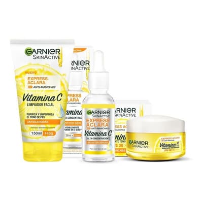 Kit Garnier Express Aclara Rutina Anti Manchas Con Vitamina C, Gel Limpiador, Sérum Facial Y Crema Hidratante Fps30, Hidrata, Ilumina Y Unifica El Tono De La Piel - $392.40 en Mercado Libre | PrecioMX