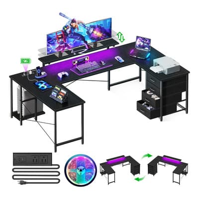 Furrific® Hogar Escritorio Con 4 Cajones ,100*167*85cm, Escritorio Gamer Forma De U, Escritorios Para Computadora Equipado Con Regletas De Luz Y Regletas, Escritorios Minimalista 2 Tipos Formas, Negro - $2,747.90 en Mercado Libre | PrecioMX