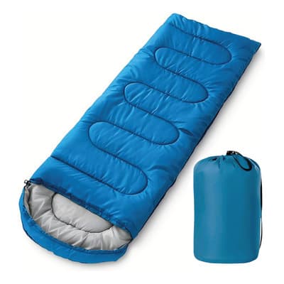 Bolsa de Dormir Térmica Rectangular Saco De Dormir Portátil Sleeping Bag Color Azul Resistente al Agua Para Exteriores E Interiores Camping Kitul