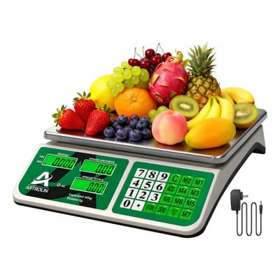 Báscula Comercial Digital De 40 Kg Recargable Batería 3 Lcd Tecla Tara Color Blanco Con Pesaje Inicial Desde 5 Gramos Cargador Electricos 30.5 Cm X 22 Cm Artrolin