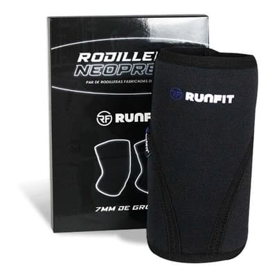 Par Rodilleras De Neopreno 7mm Crossfit Gym Powerlifting Color Negro liso Talla S