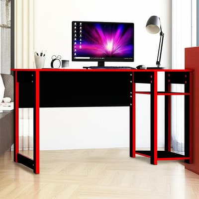 Mesa Escritorio Gamer Mueble Juvenil De Computadora Moderno Con 2 Repisas Color Negro Con Rojo 300244 Kingshouse - $1,399.00 en Mercado Libre | PrecioMX