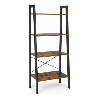 Librero De Hierro Tipo Anaquel 4 Niveles Ligero Y Resistente Café Oscuro