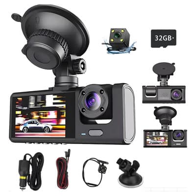 C¡mara Para Automovil 31080p Dashcam Hd 1080p De 170para Automóvil Camara Para Autoaccesorios Para Camioneta Dashcam 12v Camara De Reversa Ledpara Pantalla+32g Vrvalue