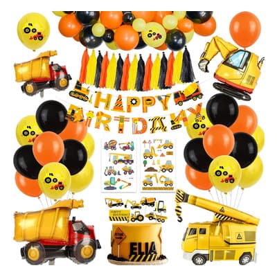 Kit Decoración Fiesta Cumpleaños Temática Construcción 39 Globos