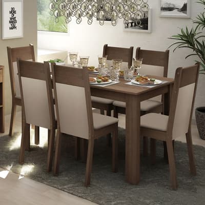 Juego De Comedor Con Mesa Madesa Jaíne Y 6 Sillas Color Marrón/crema/beige Marrón/beige Liso - $5,629.00 en Mercado Libre | PrecioMX