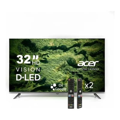 Smart Tv Pantalla Acer 32 Pulgadas Dled hd Android Tv Con Ok Google, Dolby Audio, Televisión, Bluetooth, Hdmi, Wi-fi, 2 Controles Incluidos