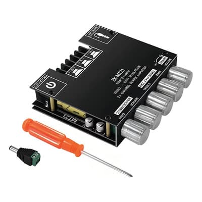 Zk-mt21 - Placa Amplificadora Bluetooth, 50 W + 50 W + 100 W 2.1 Canales De Subwoofer Con Control Agudo/graves/sub, Dc 9-24 V, Entradas Bluetooth Y Aux, Altavoces Inalámbricos Diy Tablero Amp Negro - $198.09 en Mercado Libre | PrecioMX