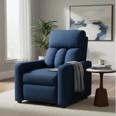 Sillón Reclinable Reposet Moderno Cómodo Resistente Lino Color Marino Lino Marino