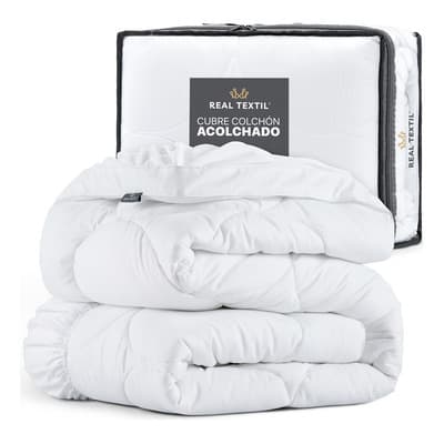 Protector Cubre Colchón Acolchado Matrimonial Real Textil Color Blanco Diseño De La Tela Liso - $799.00 en Mercado Libre | PrecioMX