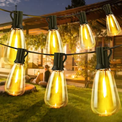 Guirnalda De Luces Led Exterior 15m 15+1 Focos Led Inastillables Alto Brillo Impermeable Ip45 Serie Luz Vintage Decorativas Blanco Cálido