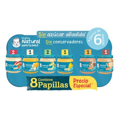 Papilla Gerber Variedad De Sabores Pack De 8 Piezas De 113 G C/u - $105.30 en Mercado Libre | PrecioMX