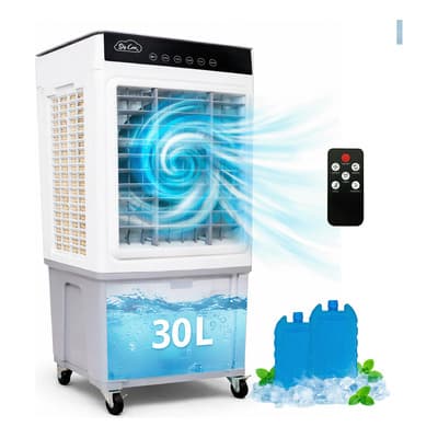 Enfriador De Aire Evaporativo De 30l Ventilador Portátil Color Blanco
