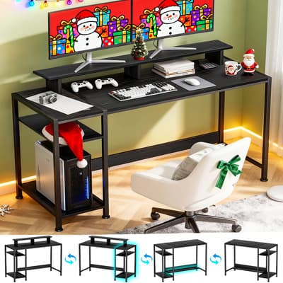 Furrific® Escritorio De Computadora Ajustable, Mesas de Computación De 100 x 45 x 76 cm, Escritorio De Oficina En Casa Con Estante De Almacenamiento Doble, Escritorio Con Soporte Para Monitor - $998.28 en Mercado Libre | PrecioMX