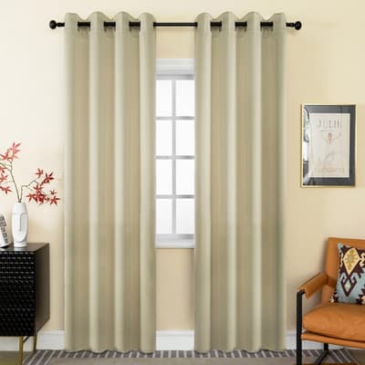 Nanwei Cortinas Blackout Para Recamara Sala Elegantes 280x215cm 2 Paneles Aislamiento Térmico Y Reducción De Ruido Tela Impermeable Beige