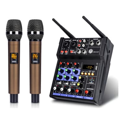 Mezclador De Audio Winmix 4 Canales Con Micrófonos Inalámbricos Y Bluetooth - $1,535.00 en Mercado Libre | PrecioMX
