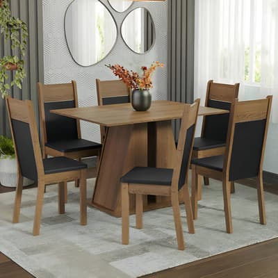 Juego De Comedor Con Mesa Y 6 Sillas Madesa Beverly Mn Color Marrón/negro Rustic/negro - $7,272.62 en Mercado Libre | PrecioMX